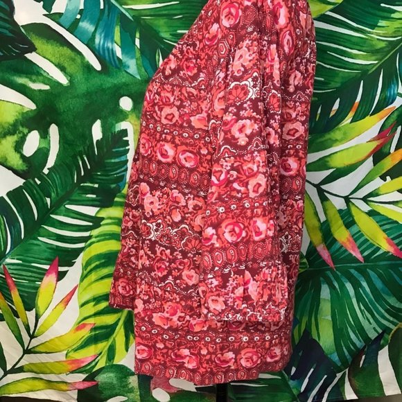 Lucky Brand Women's Small Red Floral Work Business Casual Blouse - Picture 5 of 8